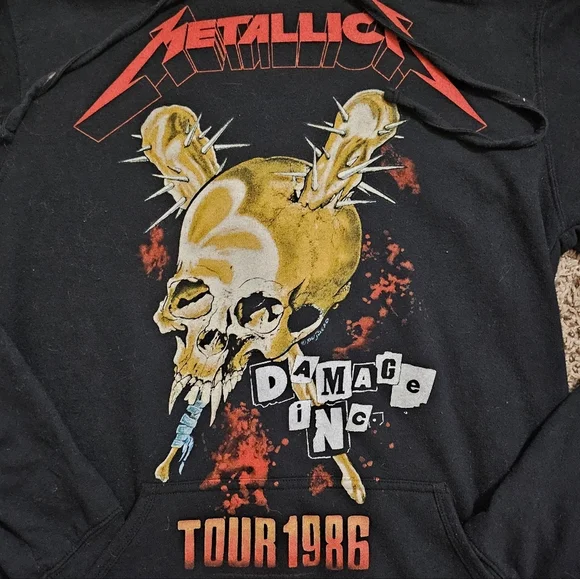 Metallica Damage Inc Tour 1986 Black Pullover Hoodie - Picture 4 of 11